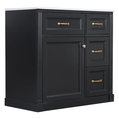 Modern Bathroom Vanity With Sink, 4 Drawers, Soft-Close Door, Adjustable Shelf