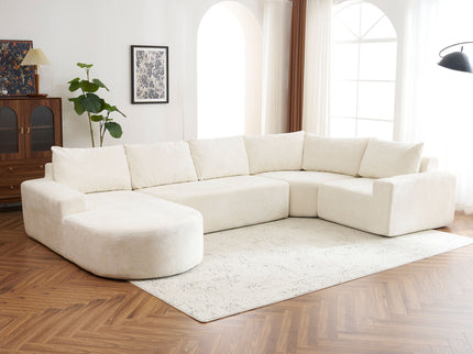 U-Shaped Oversized Modular Cloud Sectional Sofa With Deep Seat For Living Room