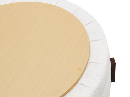 Round Storage Ottoman, Footrest Stool For Living Room