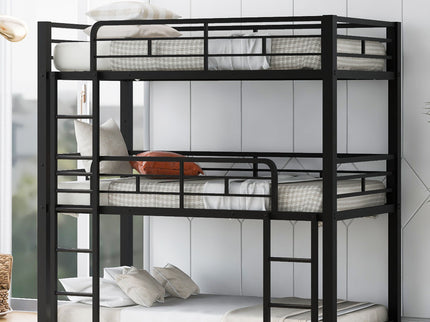 Triple Bunk Bed With Sturdy Construction And Space Saving Design