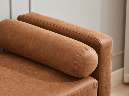 Elegant Upholstered Bench Daybed Ottoman With Bolster Pillows