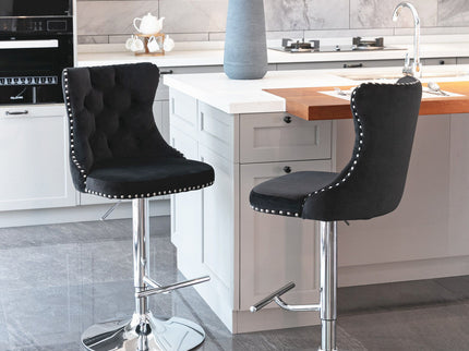 Swivel Barstools Adjusatble Seat Height From 25-33", Modern Upholstered Base Bar Stools With Backs Comfortable Tufted For Home Pub And Kitchen Island (Set of 2)