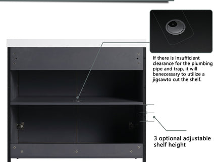 Modern Freestanding Bathroom Vanity With Resin Sink & Soft Close Cabinet Doors