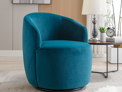 Swivel Accent Armchair Barrel Chair With Powder Coating Metal Ring