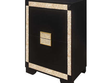 Lively - Nightstand With Glitter Detail And Thick Bar Handle Hardware - Black