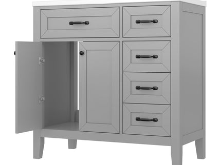 Modern Bathroom Vanity With Sink, Freestanding Design With Drawers And Doors