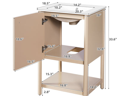 Bathroom Vanity With Sink, Freestanding Single Cabinet Set - Cream White