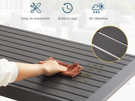 All-Weather Outdoor Coffee Table With Wood-Look Top