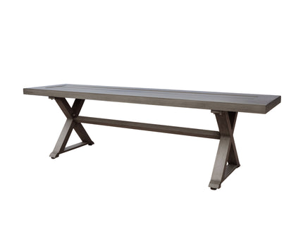 Modern Aluminum Outdoor Dining Bench With X Base - Dark Gray