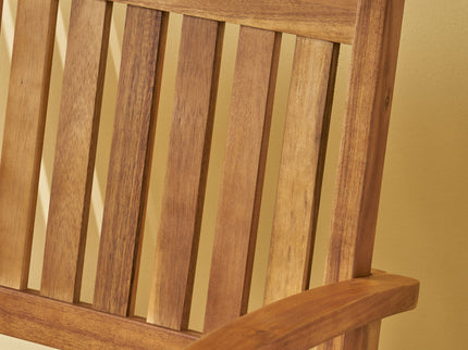 Outdoor Rocking Loveseat With Acacia Wood Frame - Natural