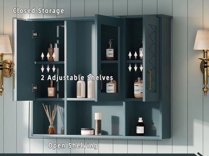 Modern Wall Mounted Medicine Cabinet With Adjustable Shelves, Soft Close Doors, High Define Mirror