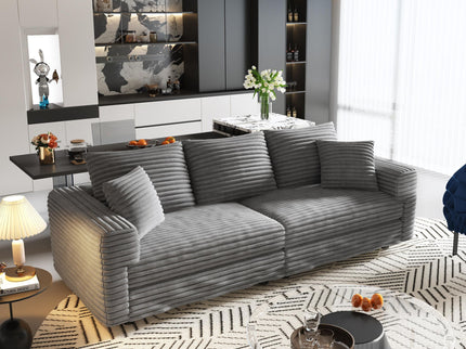 Deep Seat Convertible Sofa With Soft Pillows And Ottomans