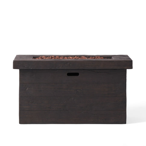 Custer - Rectangular Fire Pit 50, 000 Btu Magnesium Oxide - Brown