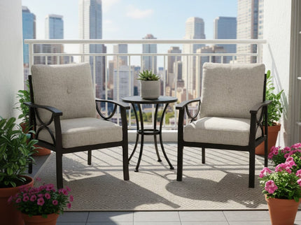 All-Weather Armchairs With Cushions, Modern Sculptural Design (Set of 2)