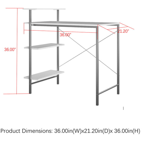Side Storage Student Desk - White