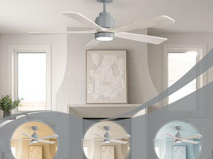 52" Ceiling Fan With Dimmable LED Light And 6 Speed Remote Control - Cement Gray