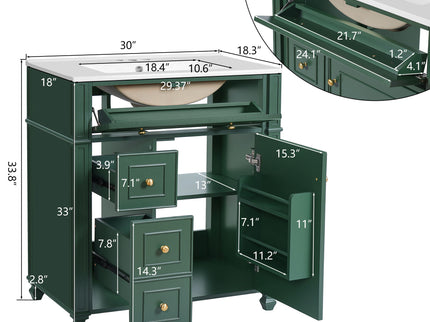 Bathroom Vanity Cabinet With Sink, Soft Close Doors With Door Organizer