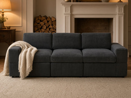 Oversized Modular Sectional Sofa 3 Piece Set For Living Room - Dark Gray
