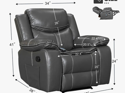 Recliner Chair With Vibration And Heating - Gray