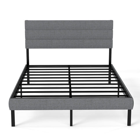 Upholstered Platform Bed Frame With Headboard, No Box Spring Needed, Underbed Storage