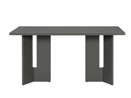 Dining Table Set With 6 Upholstered Chairs, Rectangular Table With Cutout Legs