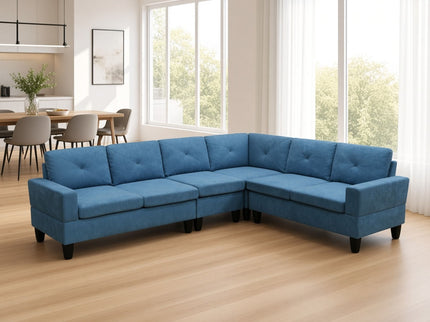 Modular L - Shaped Sectional Sofa 6 Seater 4 Piece Couch With Chaise