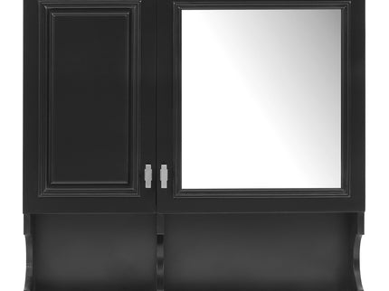 Wall Mounted Mirror Medicine Cabinet, Bathroom Storage With Doors And Open Shelves