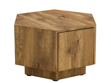 Hexagonal Coffee Table With Drawers - Wood