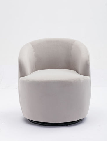 Swivel Accent Armchair Barrel Chair With Powder Coating Metal Ring