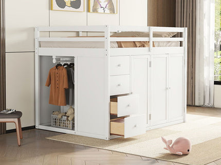 Loft Bed With Built In Wardrobes, Cabinets And Drawers