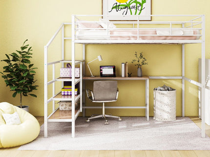 Loft Bed With Desk And Lateral Storage Ladder