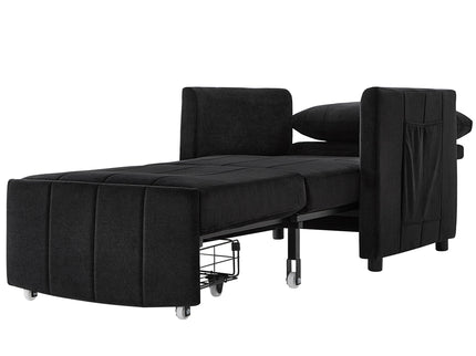 Upholstered Convertible Sleeper Sofa With 5 Position Backrest, Side Pockets, Storage