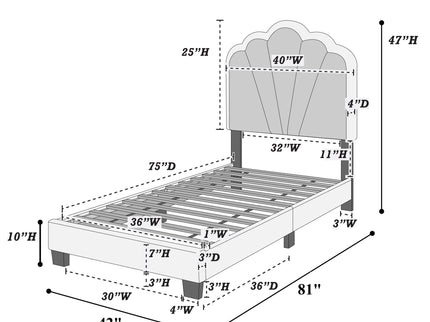Bed With Floral Design Headboard And Built In LED Lighting