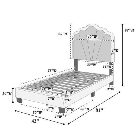 Bed With Floral Design Headboard And Built In LED Lighting