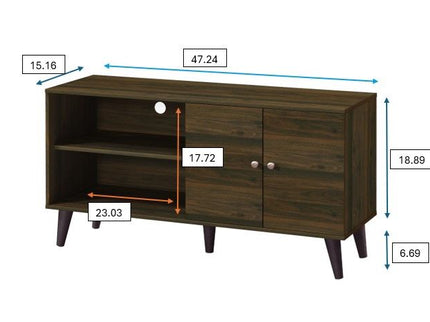 Amidon - TV Stand, With 2 Storage Shelves And 1 Cabinet