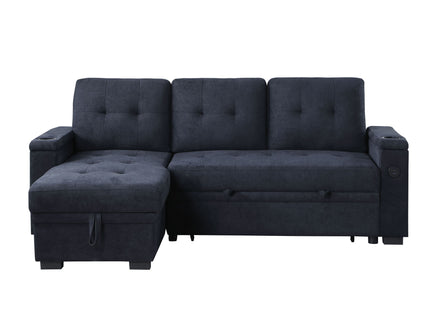 Ashlyn II - 84"W Woven Fabric Reversible Sleeper Sectional Sofa with Storage Chaise