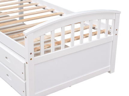 Platform Storage Bed Solid Wood Bed With 6 Drawers