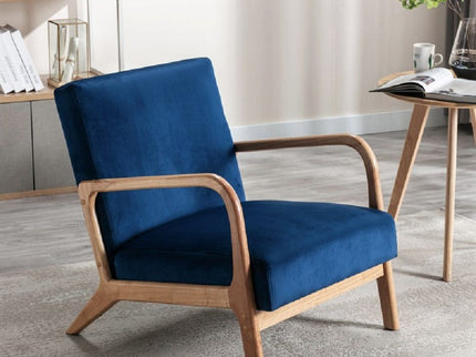 Classic Mid-Century Modern Accent Chairs, Open Framed Armchair With Cushioning