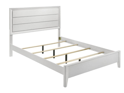 Modern Bed Frame With Wave Texture Headboard And Angled Legs