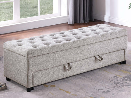 Storage Ottoman With Tufted Seat And Underseat Drawer