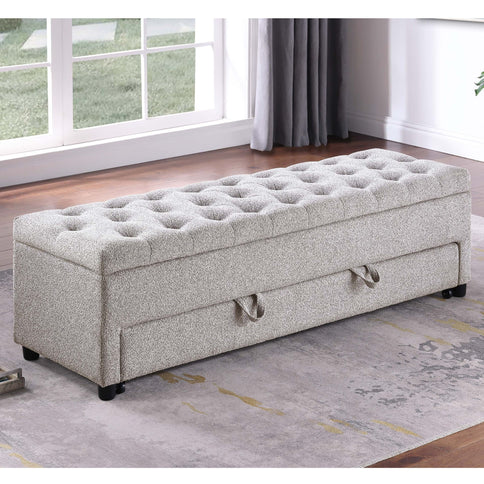 Storage Ottoman With Tufted Seat And Underseat Drawer