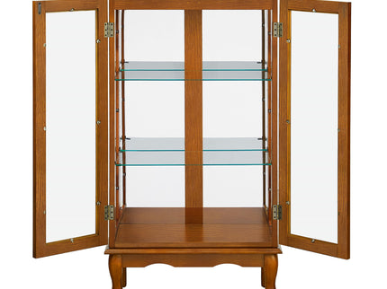 Curio Cabinet Lighted Curio Diapaly Cabinet With Adjustable Shelves And Mirrored Back Panel, Tempered Glass Doors (3 Tier), (E26 Light Bulb Not Included)
