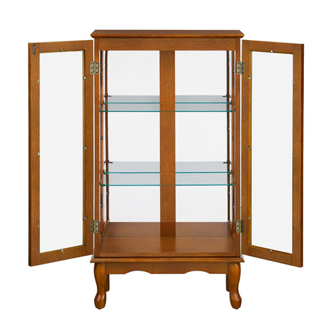 Curio Cabinet Lighted Curio Diapaly Cabinet With Adjustable Shelves And Mirrored Back Panel, Tempered Glass Doors (3 Tier), (E26 Light Bulb Not Included)