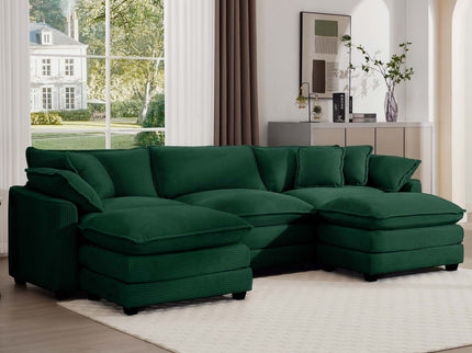 Modern Modular Cushion Sofa With Ottoman, Low Back, Deep Seating Sofa Set