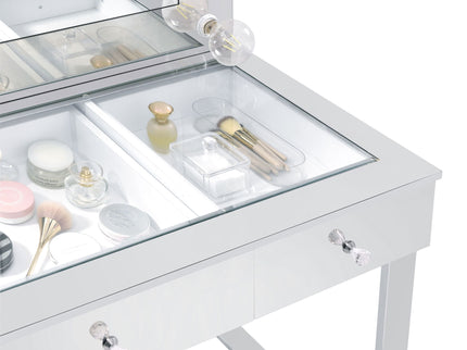 Trevor - 3 Drawer Makeup Vanity Table With Mirror - Chrome