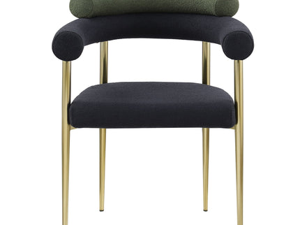 Dining Chairs (Set of 2), Mid-Century Modern Dining Chairs, Kitchen Dining Room Chairs, Round Boucle Backrest Sherpa Dining Chair With Brushed Metal Legs