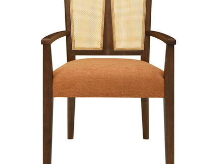 Mid Century Modern Arm Dining Chair Set With Rattan Backrest