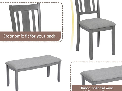 Kitchen Dining Set, Rectangular Dining Table With Upholstered Chairs