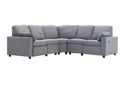 Power Recliner Sectional Sofa Home Theater Reclining Sofa With Two USB Ports, Two Storage Drawers For Living Room