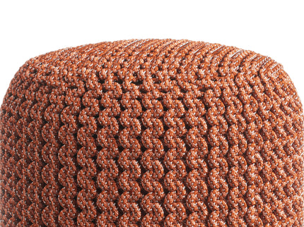 Wynne - Round Knitted Outdoor / Indoor Pouf - Orange